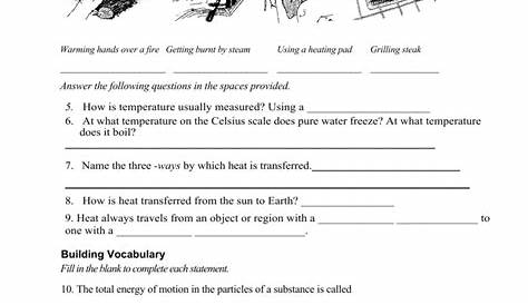 heat transfer worksheet 4th grade