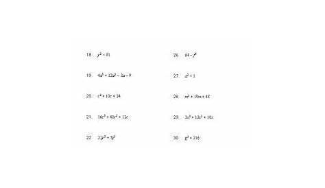 factoring completely worksheet with answers