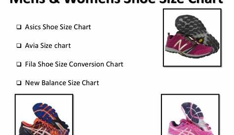 fila shoe size chart