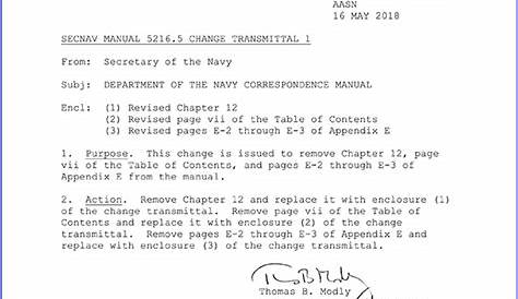navy correspondence manual instruction