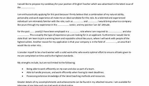 esl teacher cover letter sample
