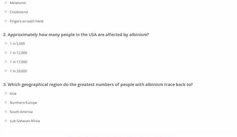 Quiz & Worksheet - Albinism Characteristics & Treatment | Study.com