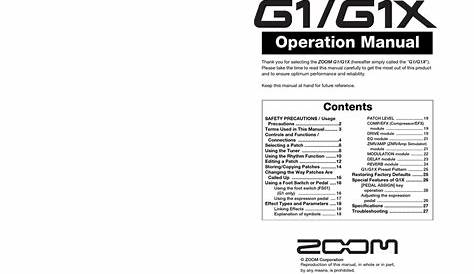ZOOM G1X OPERATION MANUAL Pdf Download | ManualsLib