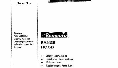 Kenmore 23352602000 User Manual RANGE HOOD Manuals And Guides L0309708