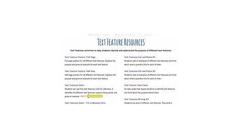 Text Feature Chart - Teaching Made Practical | Text features
