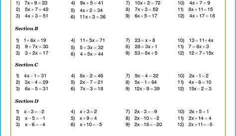 linear equations worksheets with answers