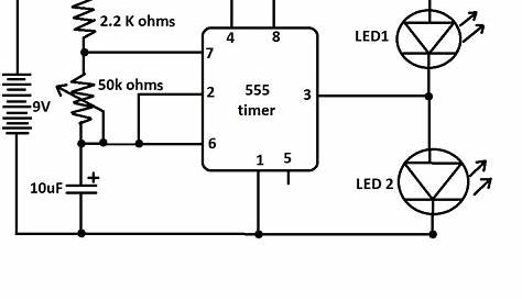 The alternating LED flasher circuit with a 555 IC