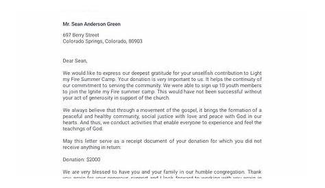 sample thank you letter to church givers