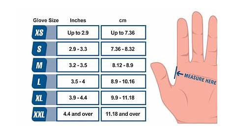 head gloves size chart