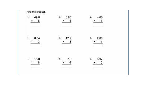 5th grade math decimal multiplication worksheets worksheets free