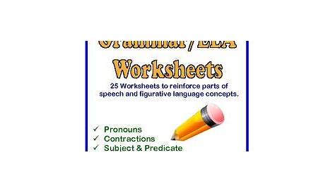 Grammar & ELA Printables: Figurative Language, Parts of Speech + | To