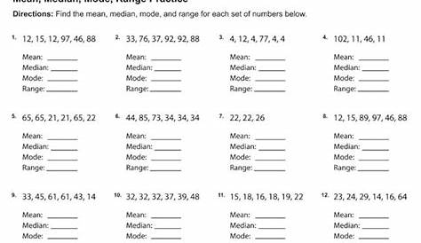 mean median mode range worksheet with answers