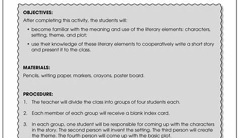 elements of literary text grade 5 worksheet