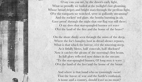 The Star Spangled Banner Lyrics – Tim's Printables