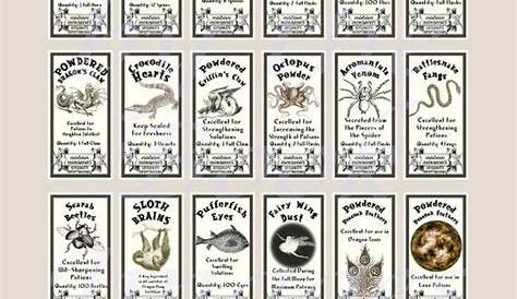 Wizard Labels Potion Ingredient Labels Squares and - Etsy | Harry