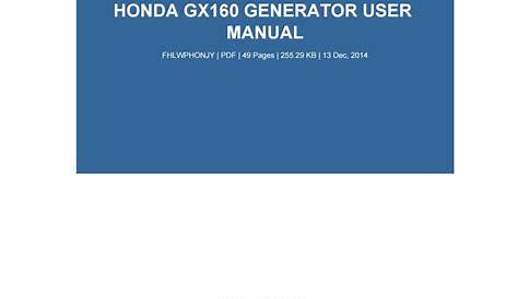 Honda gx160 generator user manual by mailed90 - Issuu