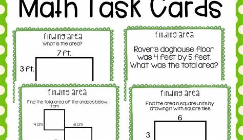 3rd Grade Finding Area Task Cards | Area Math Center | Area Activity