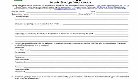 merit badge worksheet answers