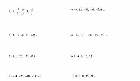 geometric sequence worksheets