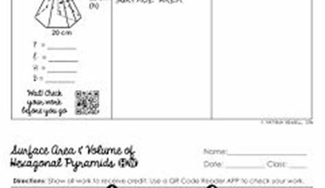 surface area square pyramid worksheets