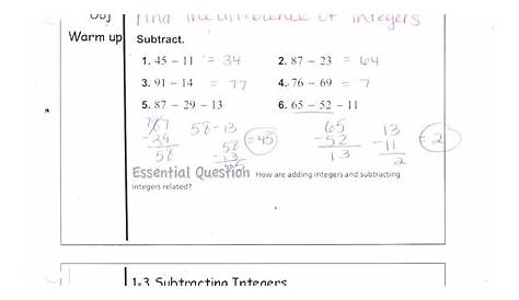 mathdrillscom subtracting integers