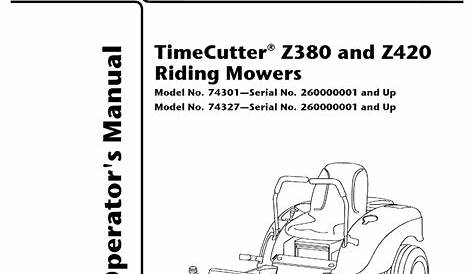 TORO TIMECUTTER Z380 OPERATOR'S MANUAL Pdf Download | ManualsLib