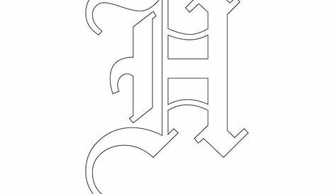Printable Old English Alphabet Stencil H Graffiti Lettering, Tattoo