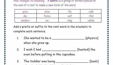 Prefix And Suffix Worksheets Middle School - Worksheets Master