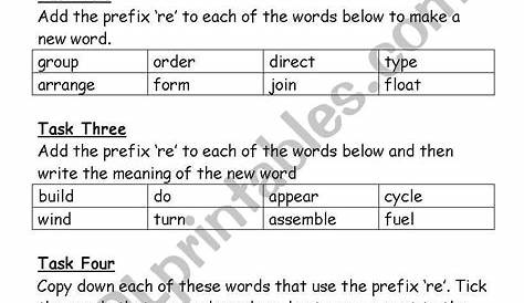 Prefix re- - ESL worksheet by helensorn
