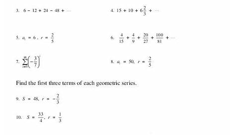 sequences and series worksheet