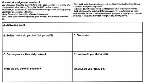 worksheets for cognitive behavioral therapy