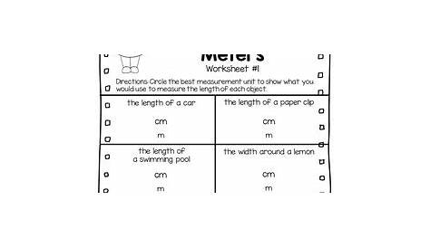 2nd Grade Module 2 Lesson 4 Supplemental Worksheets - Centimeters or Meters