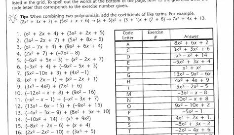 Adding Polynomials Worksheet PDF - Math Worksheets Printable