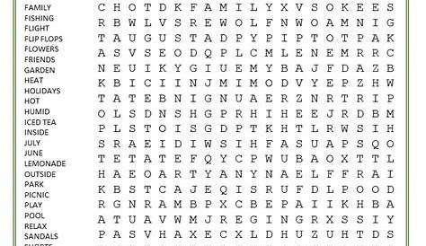 word search summer printable