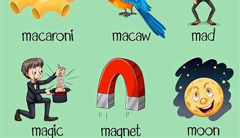 Different words for letter m Royalty Free Vector Image