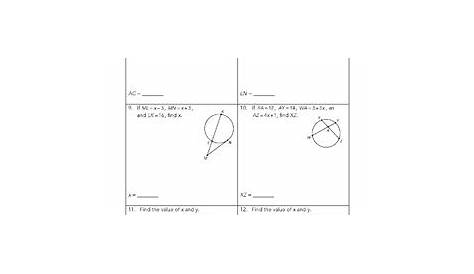 segments in circles worksheet