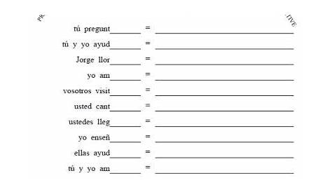 spanish verb conjugation practice worksheets