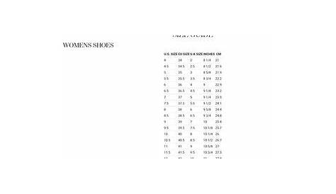 vince camuto sizing chart