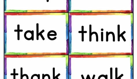 pre kindergarten sight words flash cards