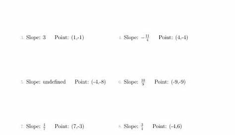 point slope form worksheets