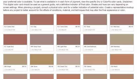 Color Charts for Integral and Standard Cement Colors | Cement Colors
