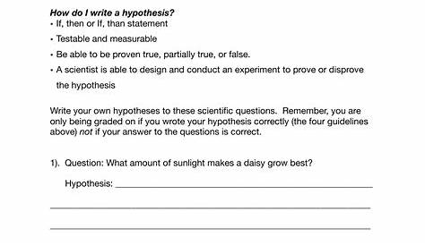 hypothesis practice worksheet answer key