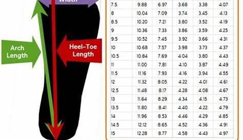 toe shoes size chart