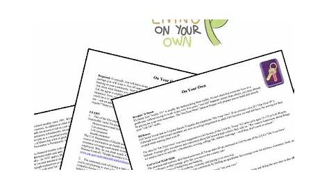 living on your own worksheets pdf