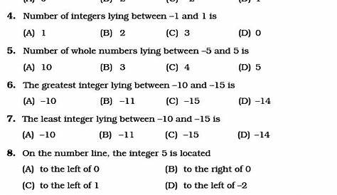 integers worksheets answers