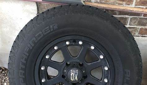 4 All Terrain (AT) pathfinder tires (285/70/17) with 17in XD series