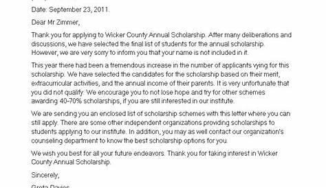 sample scholarship award letter