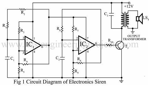 Electronic Siren using op-amp 741 IC
