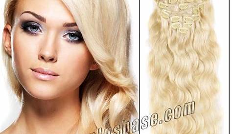 34 inch 613 bleach blonde clip in hair extensions body wave 11 pieces
