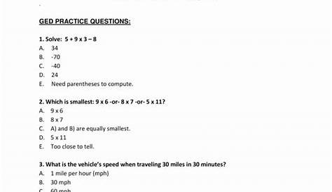 ged math practice worksheets